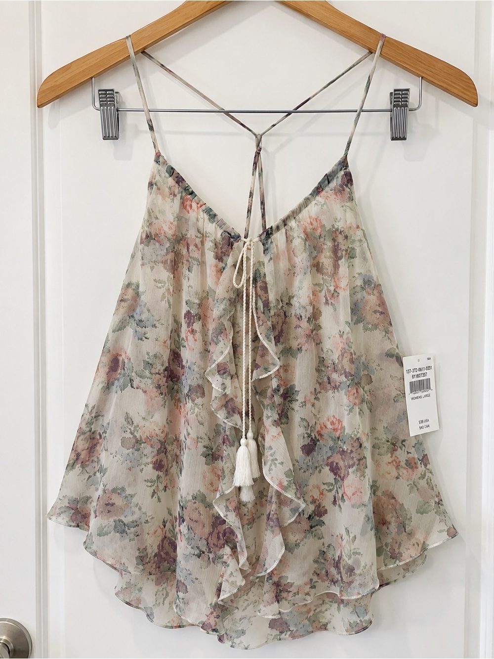 Abercrombie & Fitch NWT Floral Chiffon Ruffle Cami Top Y2K L - Picture 2 of 5